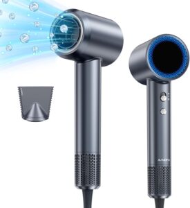 Secador de pelo, 150000 rpm, secador de pelo profesional de alta velocidad, secador de pelo iónico negativo para secado rápido, secador de pelo con control térmico de bajo ruido con boquilla magnética