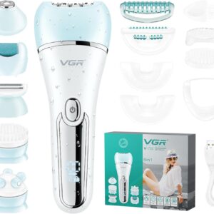 VGR 733 Depiladora para mujer, afeitadora eléctrica inalámbrica y recargable 6 en 1, dispositivo de depilación impermeable IPX7, recortadora de bikini húmeda y seca
