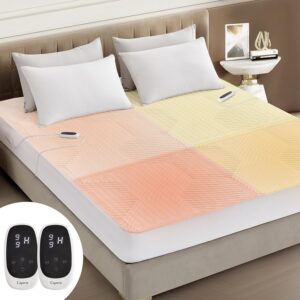 Multizone - Cubrecolchón térmico impermeable para cuerpo y pies, calentador eléctrico de cama con 9 ajustes de calor, 1-12 horas de apagado automático