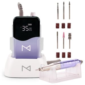 M Mase- Taladro de uñas profesional - Lima de uñas 2 en 1 sin núcleo - Eléctrica, inalámbrica, 35000 RPM, pantalla HD, taladro eléctrico de uñas para uso profesional y doméstico