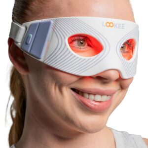 LOOKEE Terapia de luz roja bajo los ojos de 80 LED para ojos – Reduce arrugas, ojeras y bolsas para los ojos, aumenta el colágeno y antienvejecimiento en solo 3 minutos al día