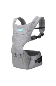 Moby Asiento de cadera y portabebés para bebés y niños pequeños, diseñado para madres, padres y cuidadores, soporta niños de 12 a 17 libras (gris)